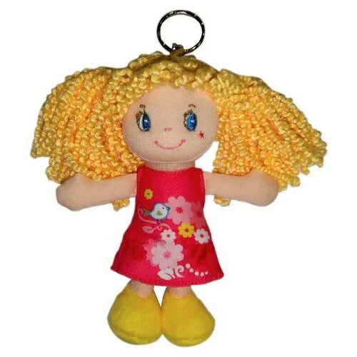 Кукла ABtoys Мягкое сердце, блондинка в красном платье, на брелке, мягконабивная, 15 см