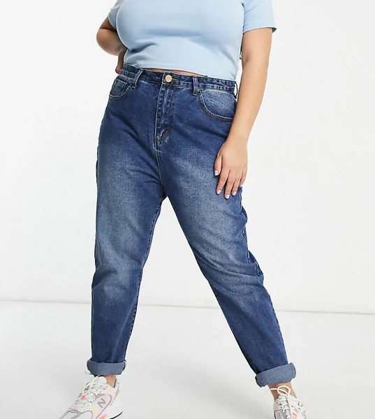 Синие джинсы в винтажном стиле Yours Exclusive-Голубой