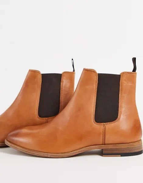 Светло-коричневые ботинки челси из натуральной кожи Topman Fenn-Коричневый цвет