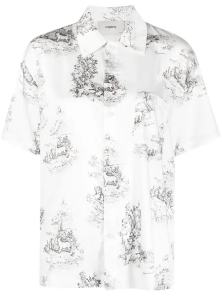 Coperni атласная рубашка с принтом Toile de Jouy, белый