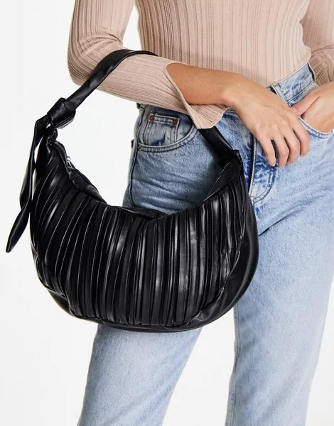 Черная сумка-слинг на плечо со складками Glamorous-Черный