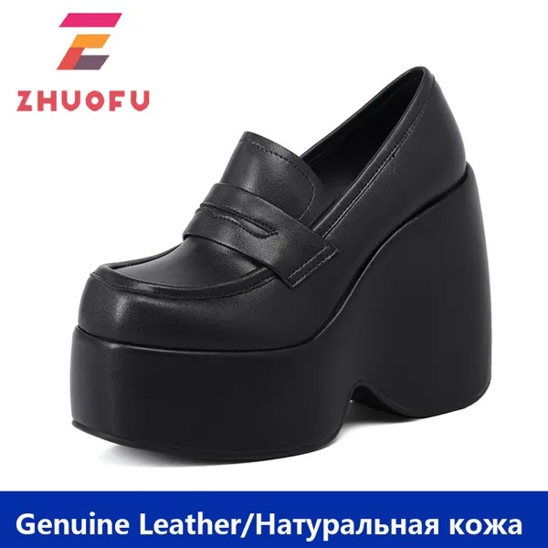 ZHUOFU 2023 новые модные женские туфли на танкетке 12 см туфли-лодочки Европейский стиль туфли на платформе женские вечерние туфли для ночного кл...