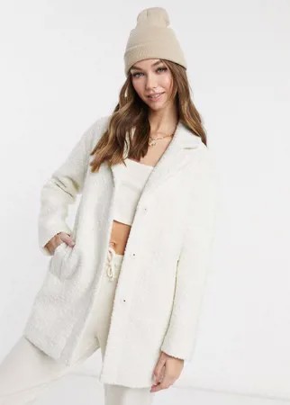 Белое пальто из искусственного меха Pimkie-Белый