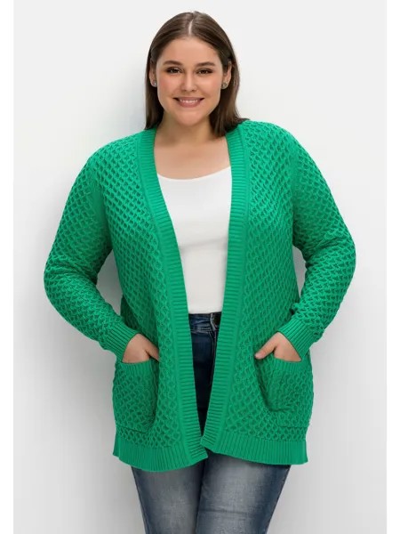 Кардиган sheego Strickjacke, цвет blattgrün