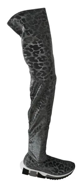 DOLCE - GABBANA Обувь Ботинки Серые высокие кеды с леопардовым принтом EU35 / US4,5 $1100