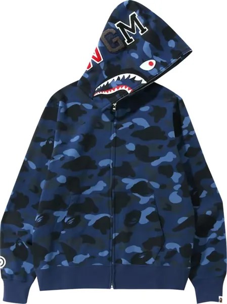 Худи BAPE Color Camo Shark Full Zip Hoodie 'Navy', синий