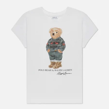 Женская футболка Polo Ralph Lauren Fair Isle Polo Bear, цвет белый, размер S