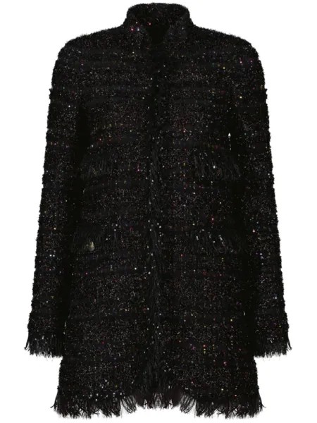 Giambattista Valli твидовое платье мини с пайетками, черный