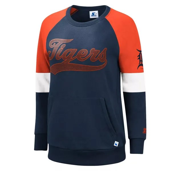 Женский стартовый свитер темно-синего/оранжевого цвета Detroit Tigers Playmaker пуловер с регланами Starter