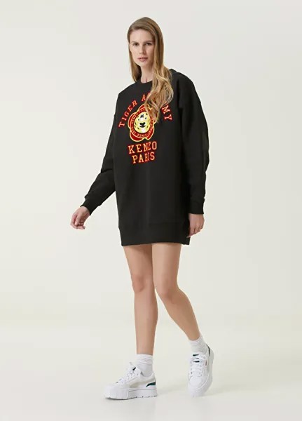 Черное мини-платье с логотипом Kenzo