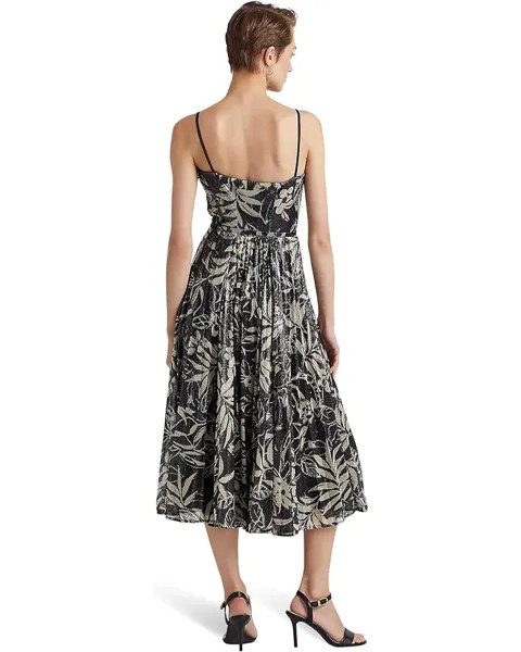 Платье LAUREN Ralph Lauren Print Sequined Cocktail Dress, цвет Black/Tan