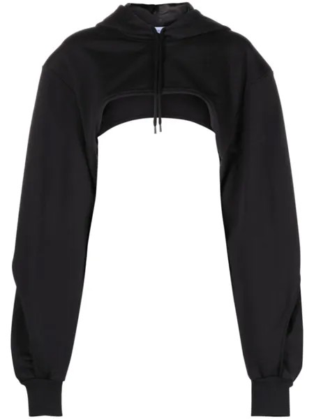 Mugler укороченное худи с объемными рукавами, черный