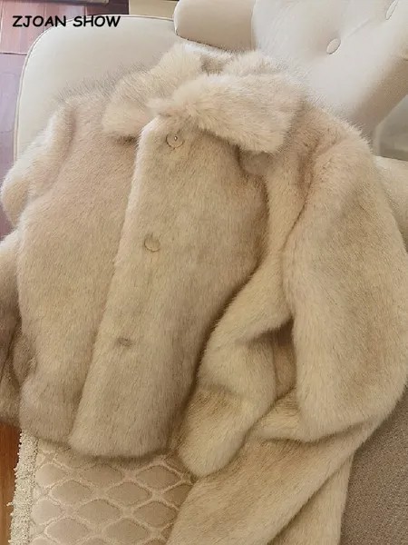 Зимняя женская меховая куртка с отложным воротником и ворсом зимний воротник пушистый мягкий лисий мех женская меховая куртка теплый короткий наружный халат абрикосовый
