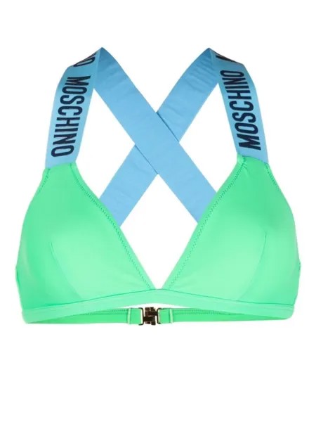 Moschino топ бикини с тисненым логотипом, зеленый