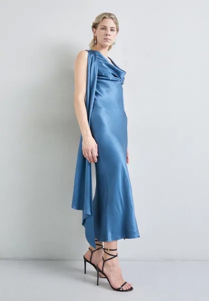 Элегантное платье Double Scarf Dress Materiel, бирюзовый