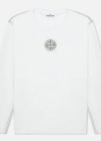 Мужской лонгслив Stone Island Garment Dyed Embroidery Logo, цвет белый, размер XL
