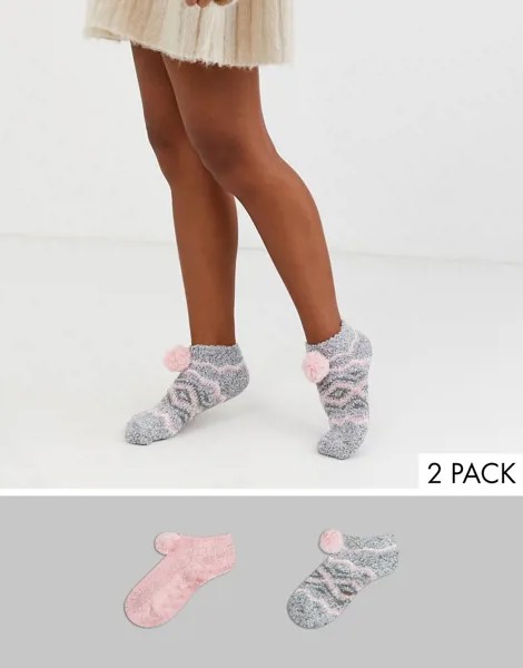 Набор розовых и серых носков с узором Фэйр-Айл Loungeable - 2 пары-Мульти