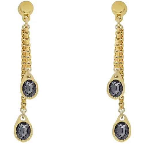 Серьги с подвесками vidda, кристаллы Swarovski, серый, золотой