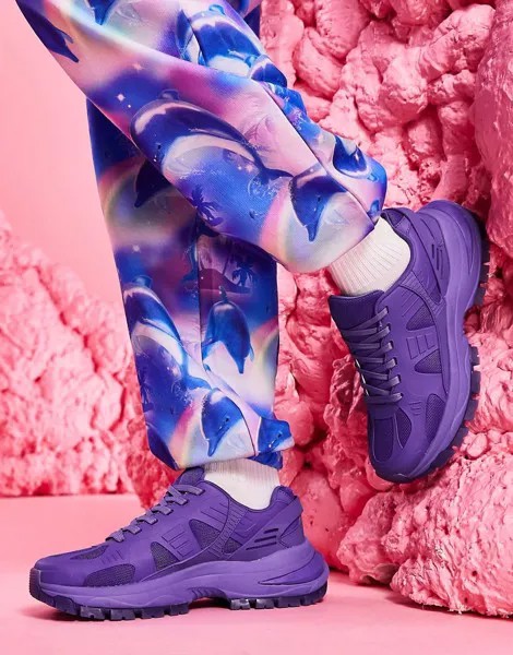 Фиолетовые кроссовки на толстой подошве с прорезиненными вставками ASOS DESIGN-Фиолетовый цвет