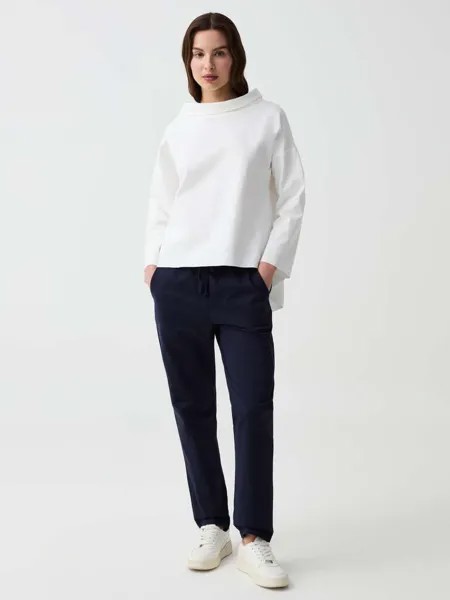Джоггеры из хлопка стрейч с кулиской Hybrid, цвет navy blue