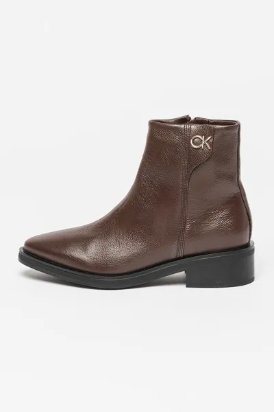 Кожаные ботинки на молнии Calvin Klein, коричневый
