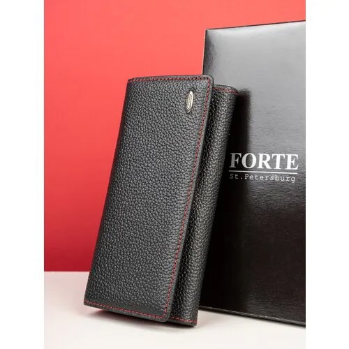 Кошелек Forte, фактура гладкая, красный, черный