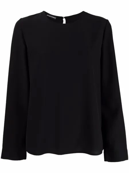 Emporio Armani топ с длинными рукавами, черный