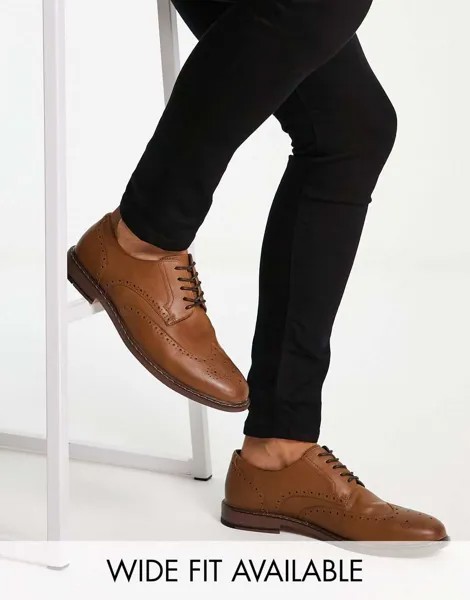 Светло-коричневые туфли-броги из искусственной кожи ASOS DESIGN
