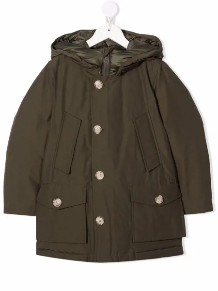 Woolrich Kids пуховик с капюшоном и логотипом