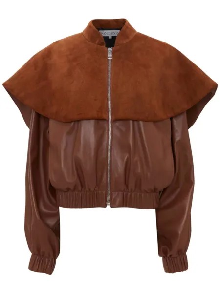 JW Anderson кожаная куртка-кейп, коричневый