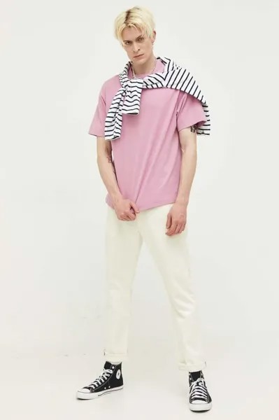 Хлопковая футболка Abercrombie & Fitch, розовый