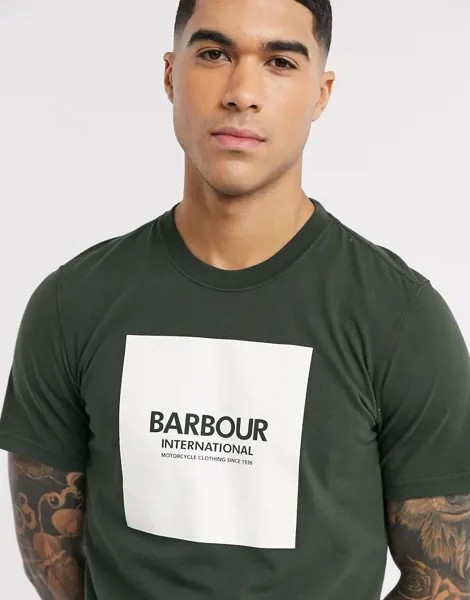 Зеленая футболка с логотипом Barbour International-Зеленый