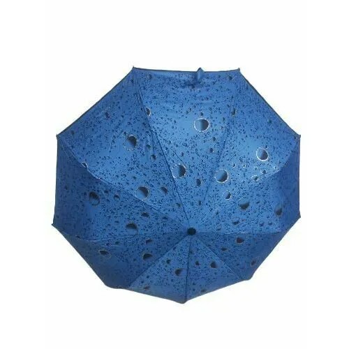 Зонт полуавтомат, 3 сложения, для женщин, синий