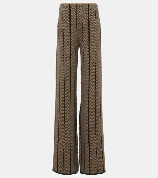 Прямые брюки из шерстяного жаккарда с шевронным узором Joseph, цвет black/oak
