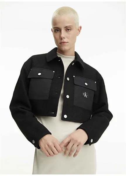 Черная женская кожаная куртка Calvin Klein Jeans