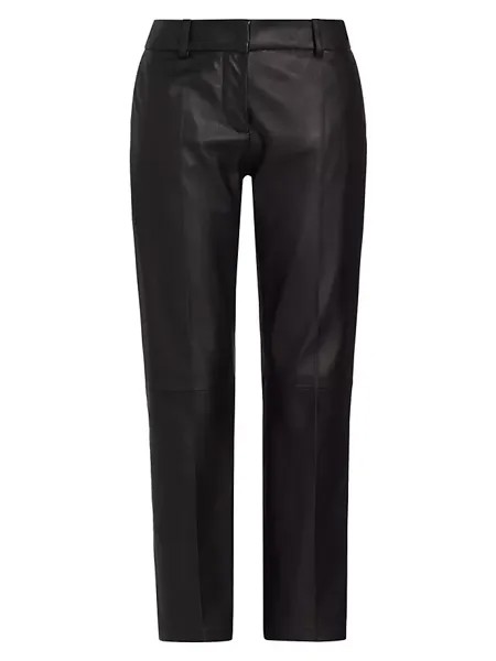 Кожаные брюки прямого кроя Kim Piazza Sempione, черный