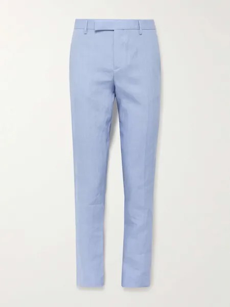 Узкие брюки из льняного костюма PAUL SMITH, синий