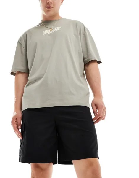 Черные шорты карго свободного кроя Selected Homme