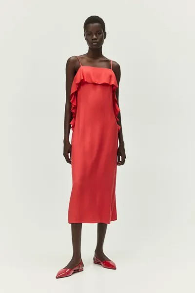 Платье-Комбинация с воланной отделкой H&M, красный