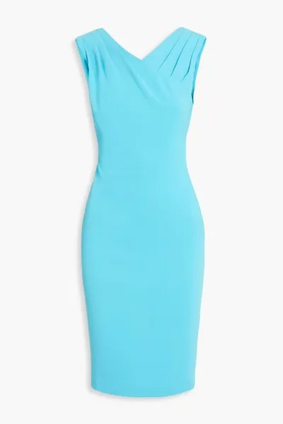 Плиссированное платье из крепа Badgley Mischka, бирюзовый