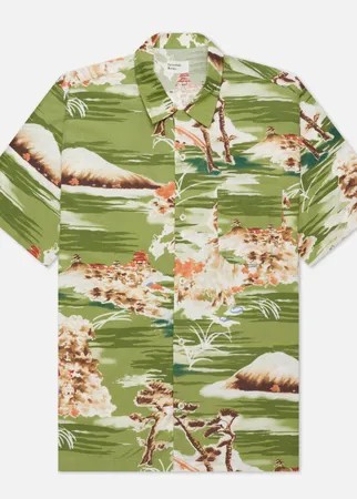 Мужская рубашка Universal Works Road Fuji Summer Print, цвет зелёный, размер L