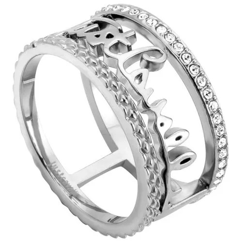 Кольцо Just Cavalli, кристалл, размер 16.5, серебряный