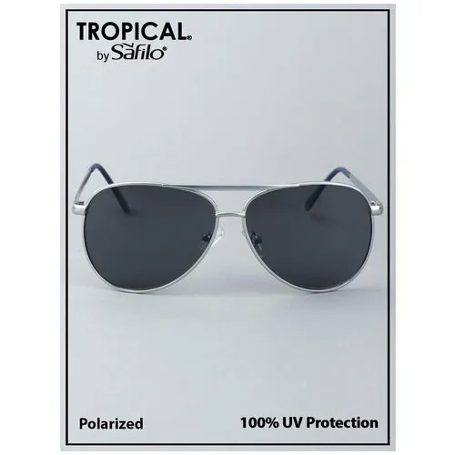 Солнцезащитные очки Tropical, авиаторы, оправа: пластик, с защитой от УФ, поляризационные, для мужчин, серебряный