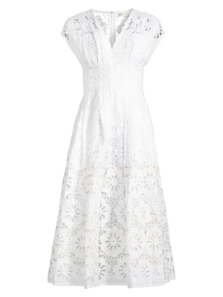 Кружевное платье миди Claire McCardell Tory Burch, белый