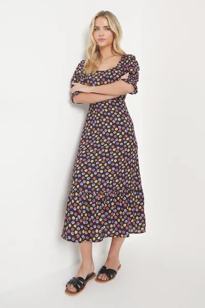 Платье миди Petite Ditsy с присборенными манжетами Dorothy Perkins, мультиколор