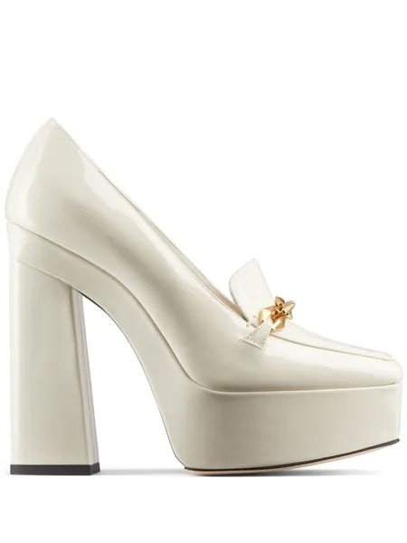 Jimmy Choo туфли с квадратным носком и цепочкой, нейтральный цвет