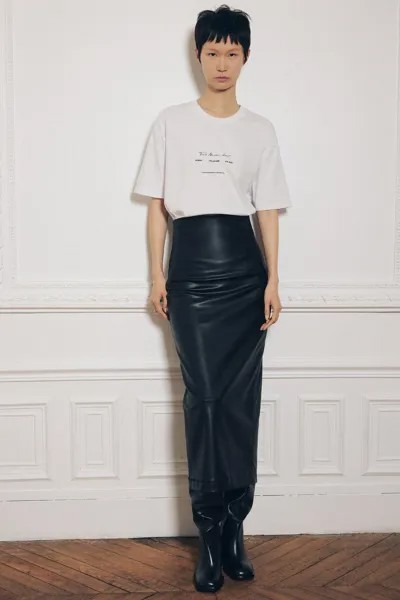 Футболка с прорезиненным лозунгом ZARA, белый