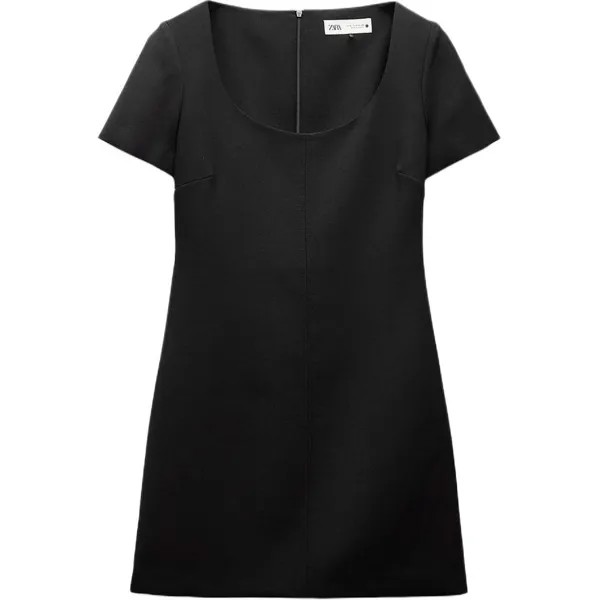 Платье с короткими рукавами женское черное Zara