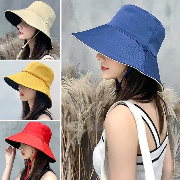 Женщины Широкие поля Анти-УФ солнцезащитный крем Летние солнцезащитные шляпы Дамы Защитная шапка Козырек Шляпа Женщины модная шляпа