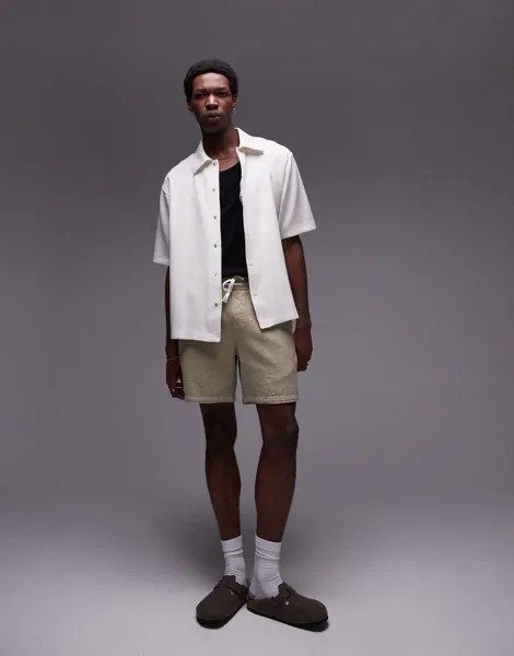Свободное поло из джерси на кнопках Topman цвета экрю